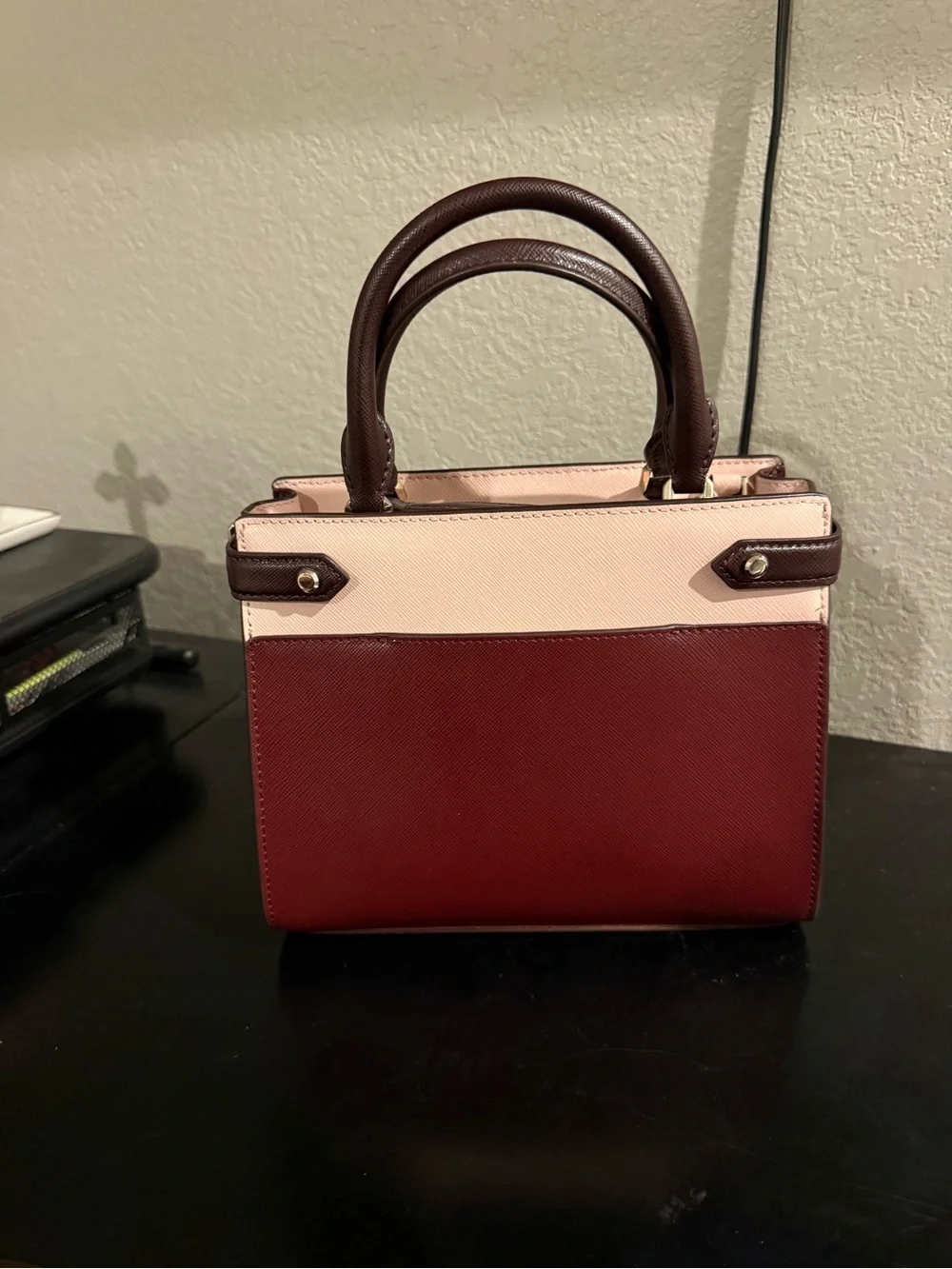 kate spade Two-Tone Burgundy, Light Pink & Dark Brown Mini Satchel